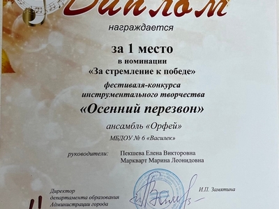 Диплом за 1 место